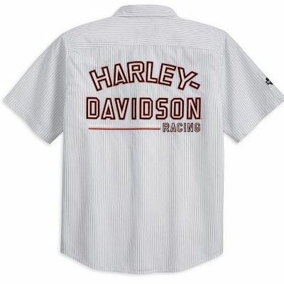 Men's Short Sleeve Striped Race Woven Shirt-02