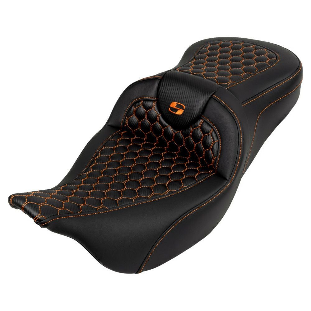 サドルマン ロードソファシート ハニカムステッチ/オレンジ