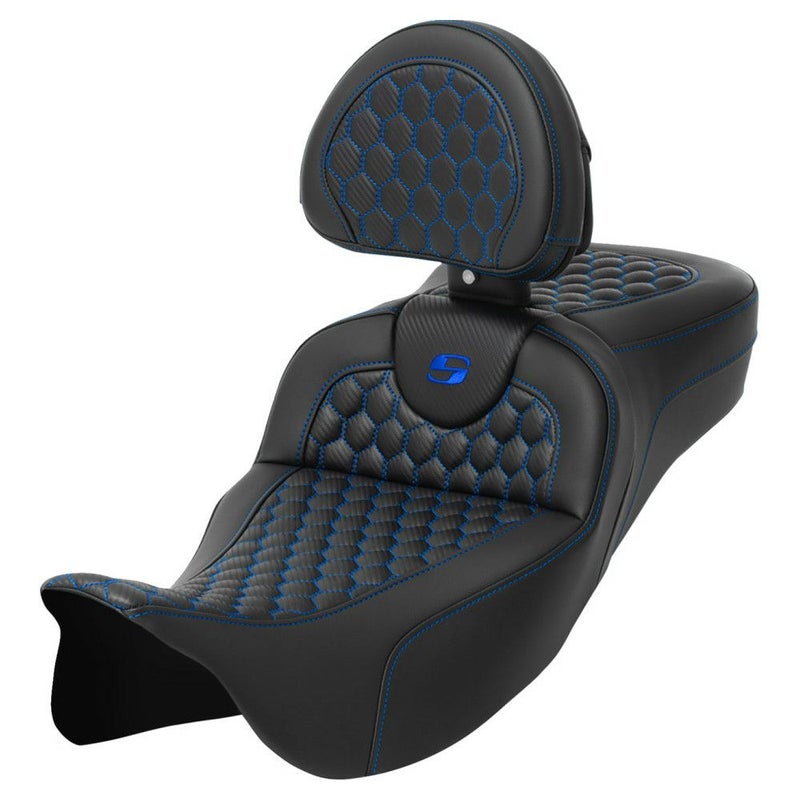 サドルマン エクステンドリーチ ロードソファシート バックレスト付 ハニカムステッチ/ブルー