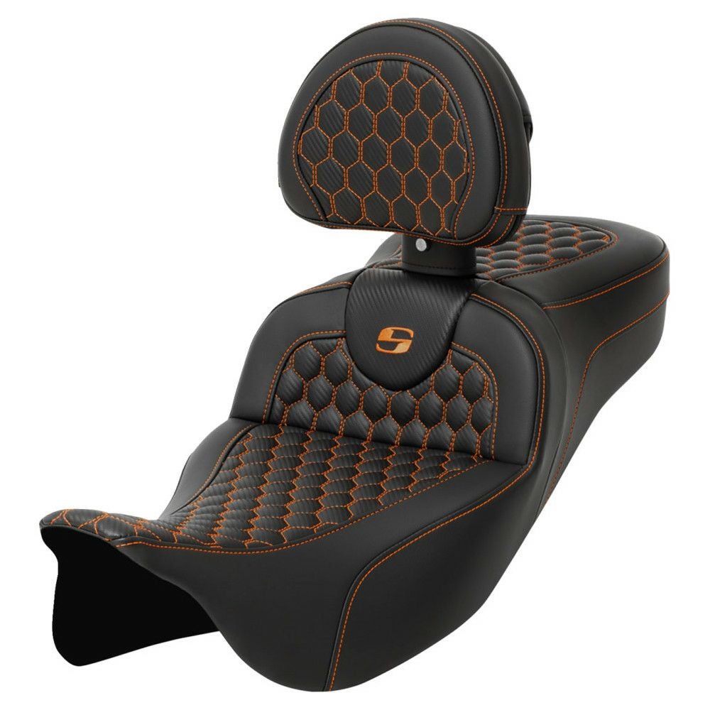 サドルマン エクステンドリーチ ロードソファシート バックレスト付 ハニカムステッチ/オレンジ