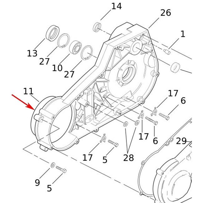1982～2006 ツーリング、1982～2005 ダイナ、1984～2006 ソフテイル インナープライマリーカバー Oリング1