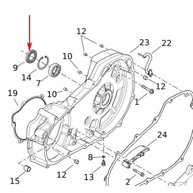  ミルウォーキーエイト、ツインカム、エボリューション1340 クラッチ オイルシール1