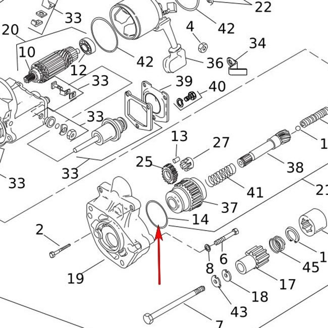 1986～2007 スポーツスター、1993～2007 ツーリング、ダイナ、ソフテイル、FXR スターターハウジング Oリング1
