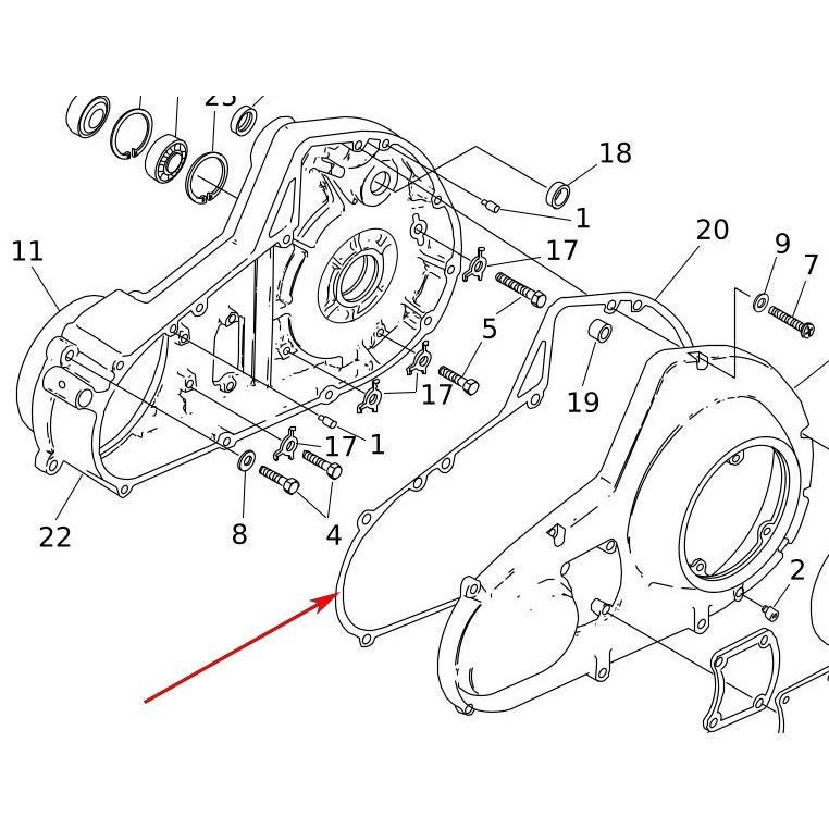  1985～1993 ツーリング、FXR プライマリーカバー ガスケット1
