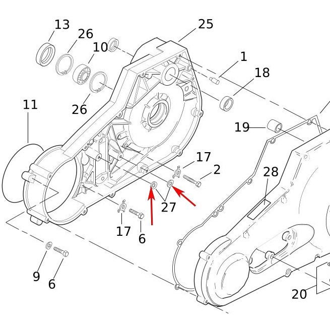 1995～2006 ソフテイル、1995～2005 ダイナ プライマリーハウジング ワッシャー1