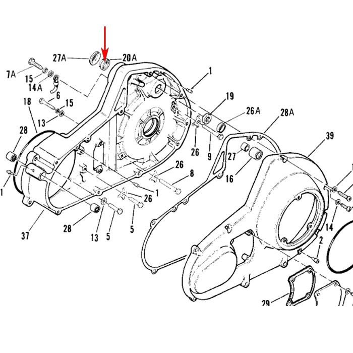  1989～1993 ツーリング、ソフテイル、ダイナ、FXR スターターモーターシャフト オイルシール1