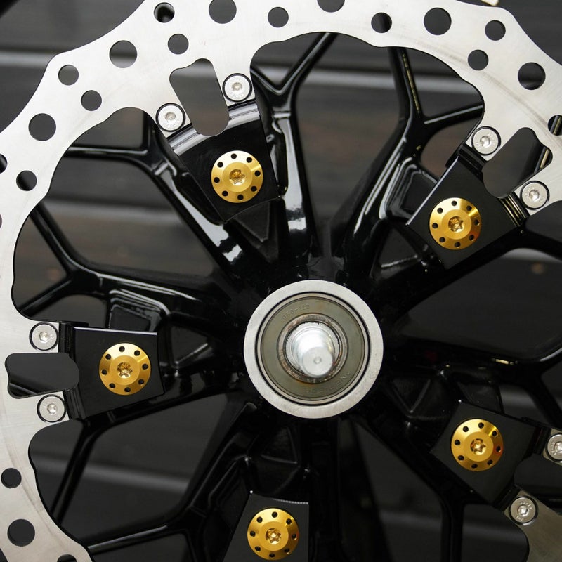 024以降 ツーリング、スポーツスターS、パンアメリカ チタニウム フローティングローターボルト (ゴールド)