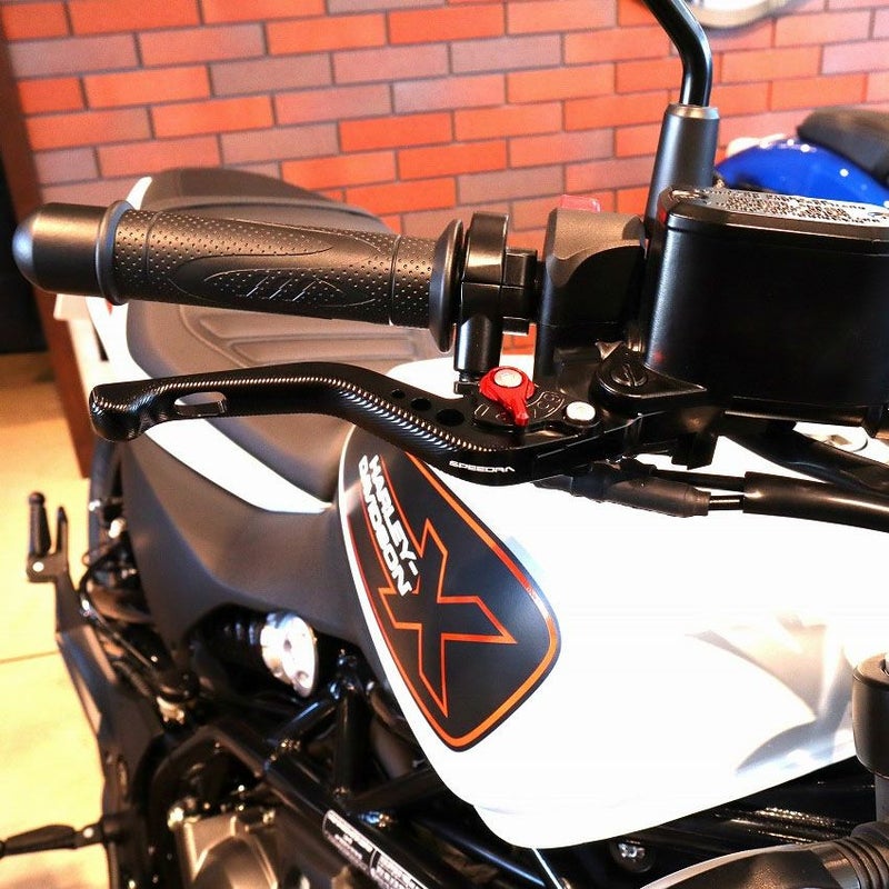 ハーレー X350、X500 ショート・アジャスタブルレバーセット (ブラック/レッド)