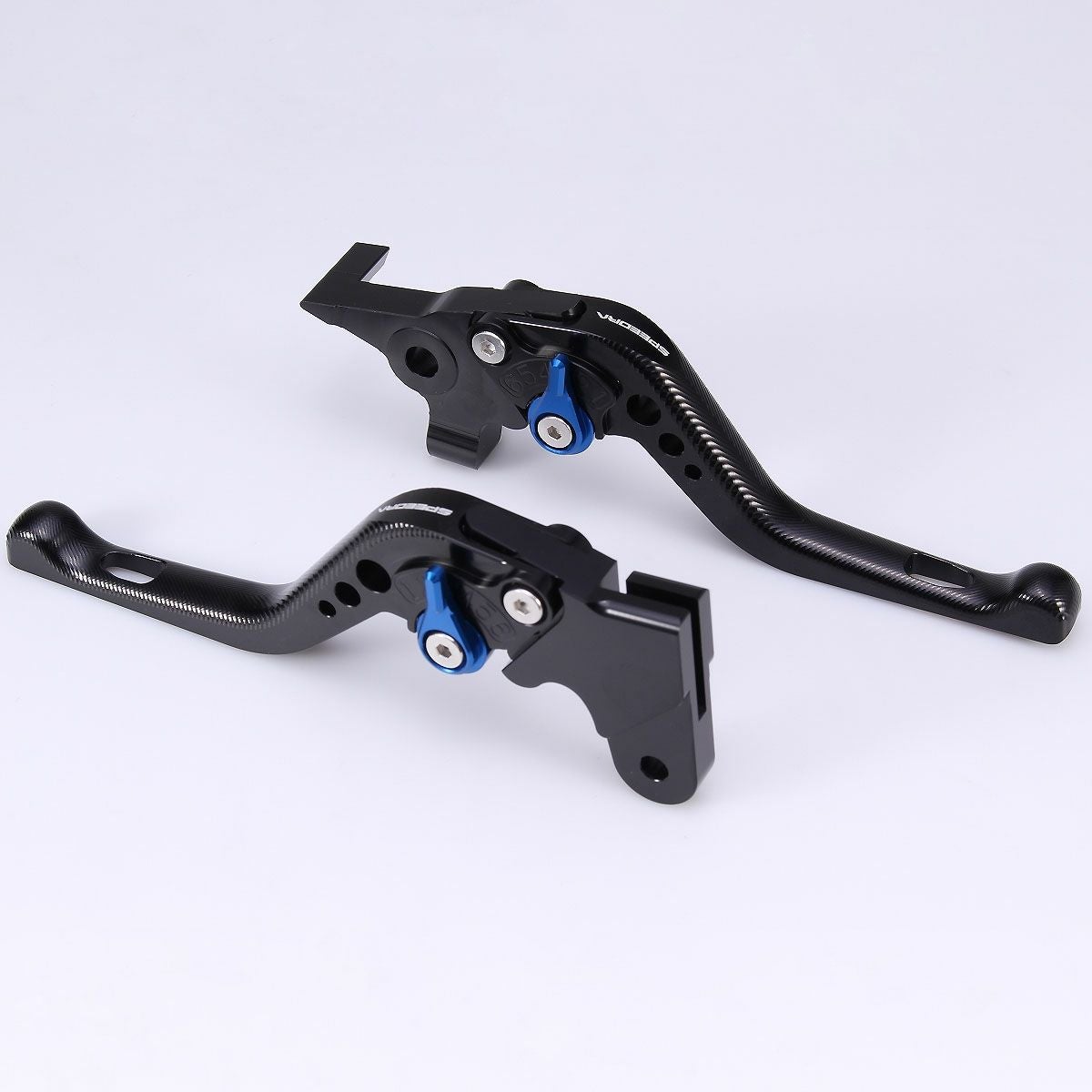 ハーレー X350、X500 ショート・アジャスタブルレバーセット (ブラック/ブルー)