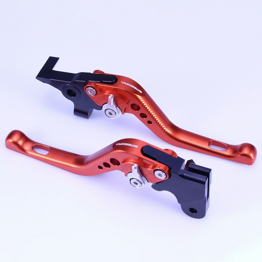 ハーレー X350、X500 ショート・アジャスタブルレバーセット (オレンジ/シルバー)