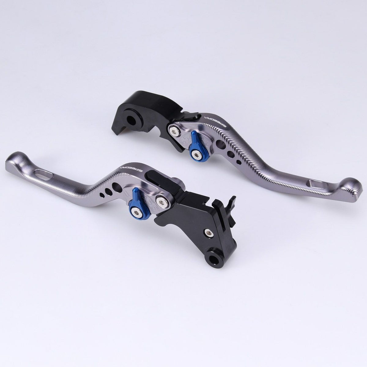 スポーツスターS、ナイトスター、パンアメリカ ショート・アジャスタブルレバーセット (チタン/ブルー)