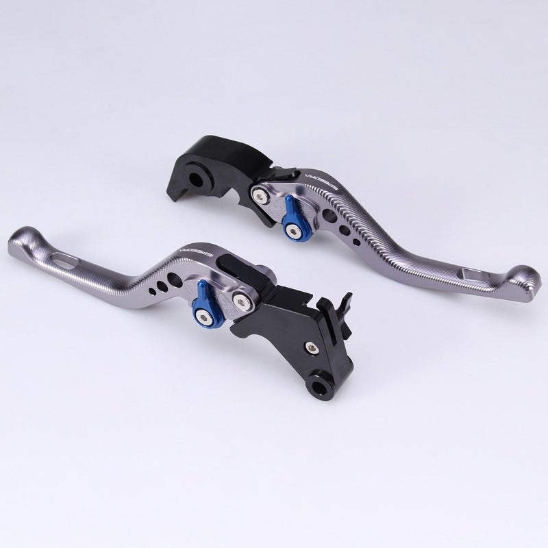 スポーツスターS、ナイトスター、パンアメリカ ショート・アジャスタブルレバーセット (チタン/ブルー)