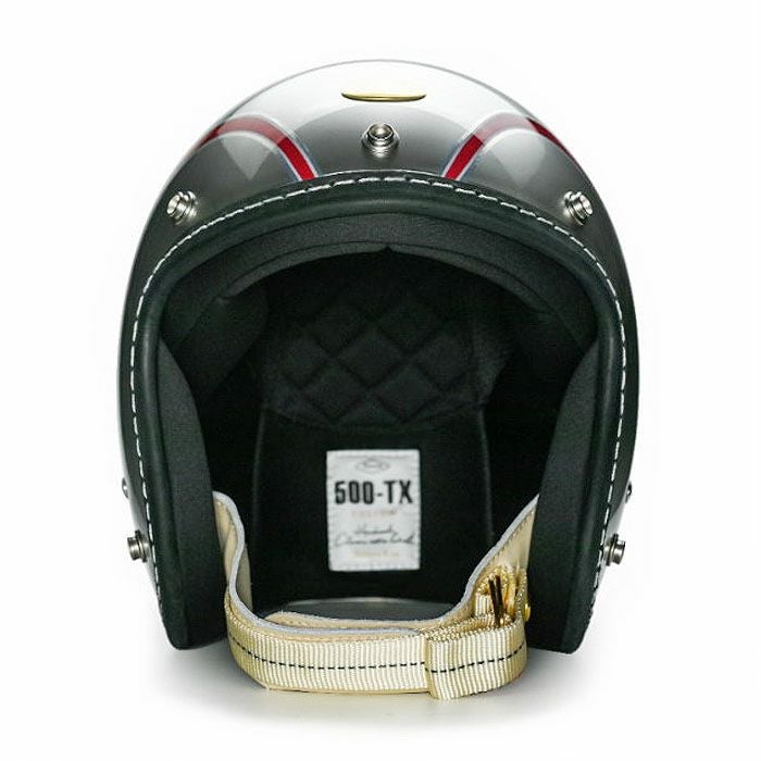 500TXシリーズ 2LOUD カスタム ジェットヘルメット グロスシルバー/レッド feture 2