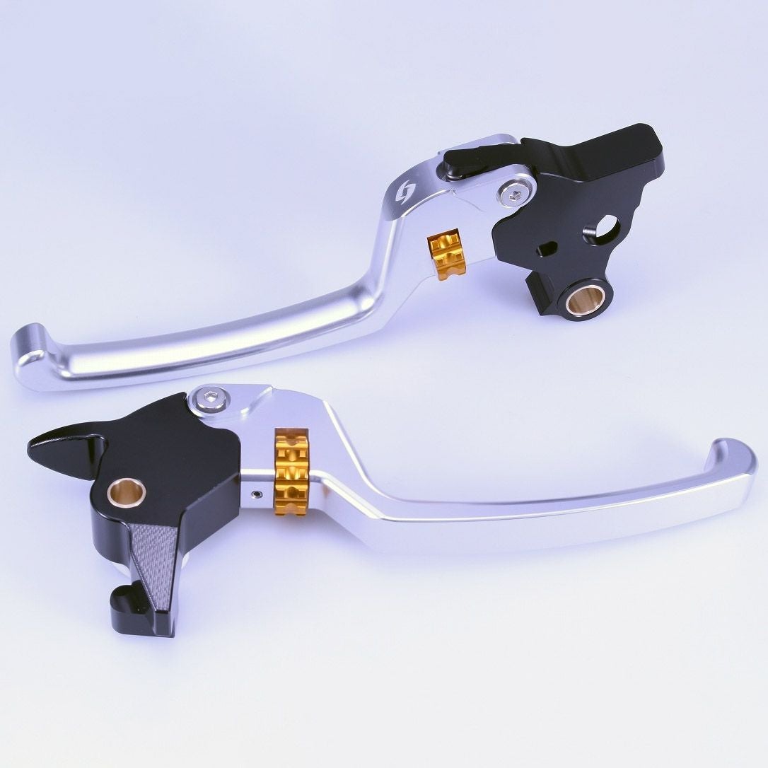 M8ソフテイル アルミ アジャスタブルレバーセット スタンダードタイプ (シルバー/ゴールド)1