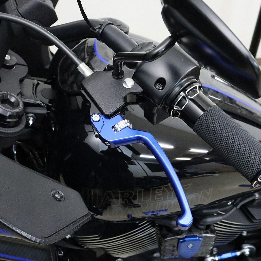 M8ソフテイル アルミ アジャスタブルレバーセット スタンダードタイプ (ブルー/シルバー)