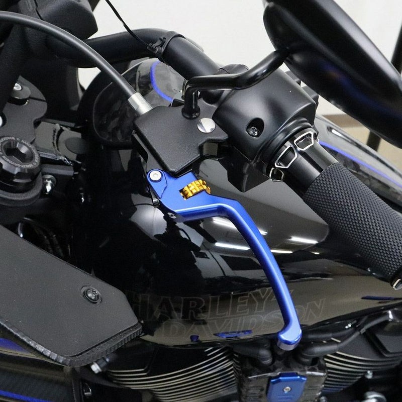 M8ソフテイル アルミ アジャスタブルレバーセット スタンダードタイプ (ブルー/ゴールド)