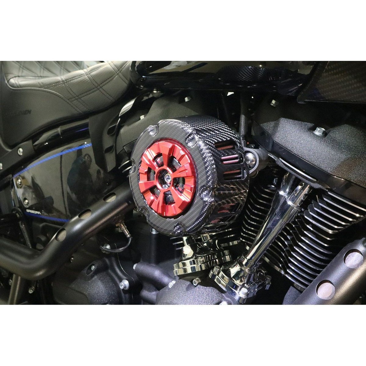 ステルスエアクリーナー用 ドライカーボン・カバー (綾織り/艶消し/レッド)2