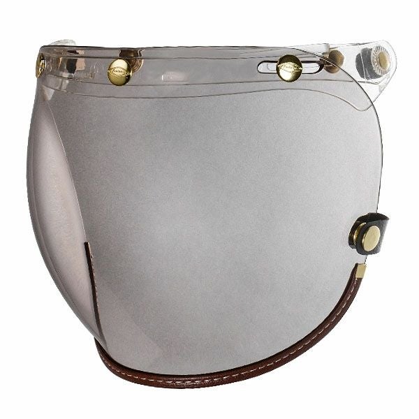 フリップアップ バブルシールド ブラウンレザートリム ライトスモーク feture