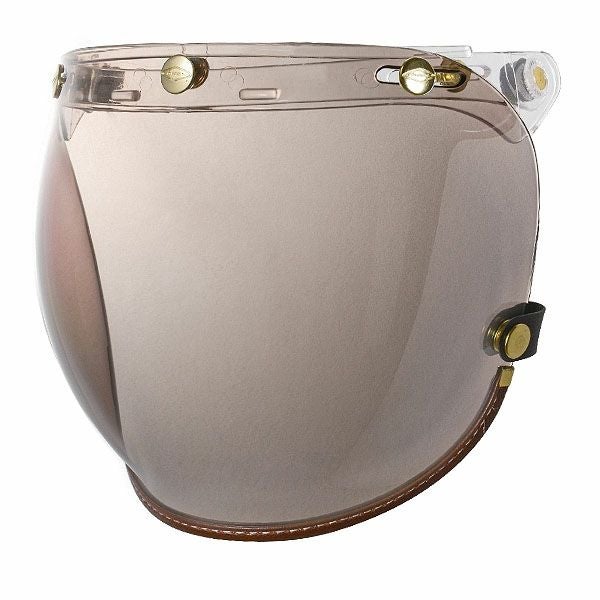 フリップアップ バブルシールド ブラウンレザートリム ライトシルバースモーク feture