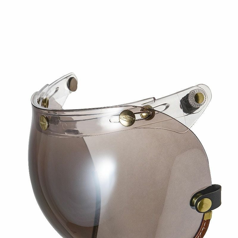 フリップアップ バブルシールド ブラウンレザートリム ライトシルバースモーク feture 3