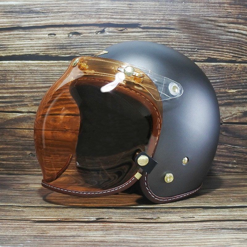 フリップアップ バブルシールド ブラウンレザートリム アンバースモーク feture 5