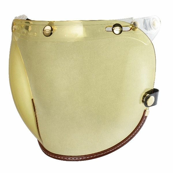 フリップアップ バブルシールド ブラウンレザートリム イエロースモーク feture