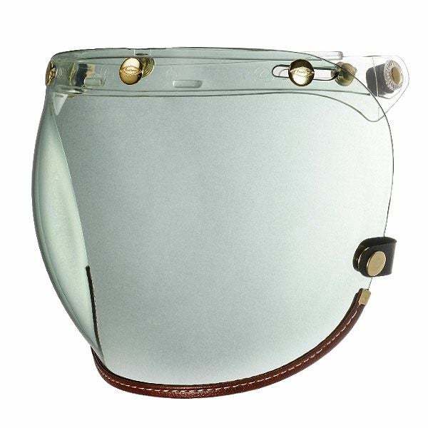 フリップアップ バブルシールド ブラウンレザートリム グリーンスモーク feture