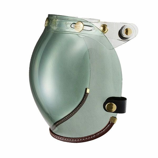 フリップアップ バブルシールド ブラウンレザートリム グリーンスモーク feture 2