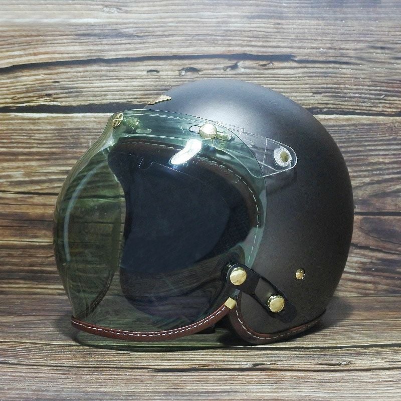 フリップアップ バブルシールド ブラウンレザートリム グリーンスモーク feture 5