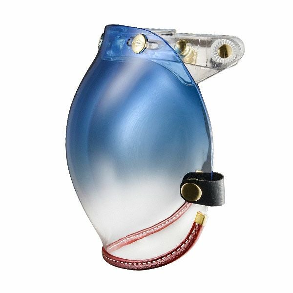 フリップアップ バブルシールド ブラウンレザートリム グラデーションブルースモーク feture 2