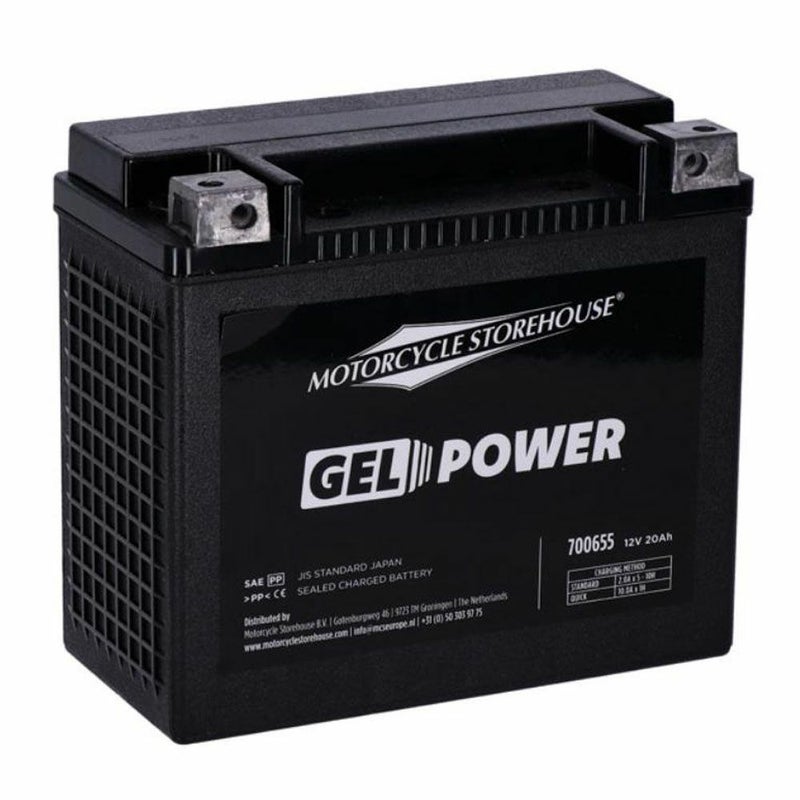 ソフテイル、ダイナ、V-ROD用 GELバッテリー 20Ah、360CCA MCS 