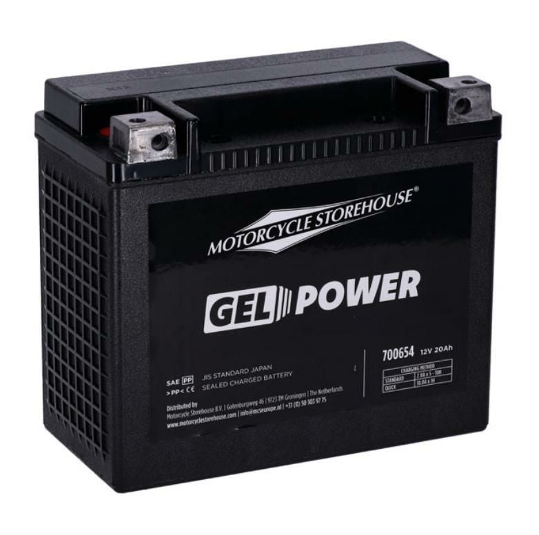 1984～1990 ソフテイル、1979～1996 スポーツスター用 GELバッテリー 20Ah、360CCA MCS 