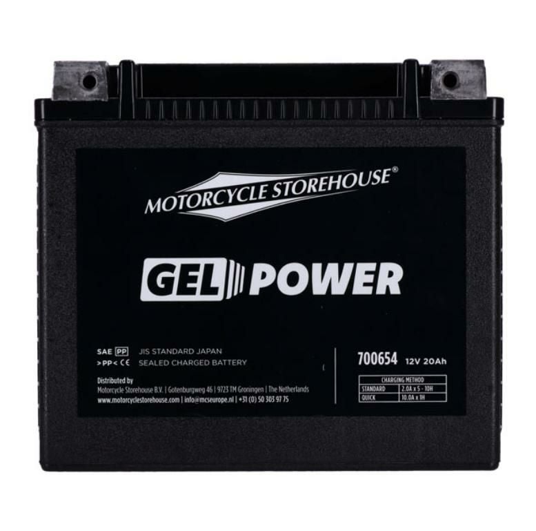 1984～1990 ソフテイル、1979～1996 スポーツスター用 GELバッテリー 20Ah、360CCA MCS 