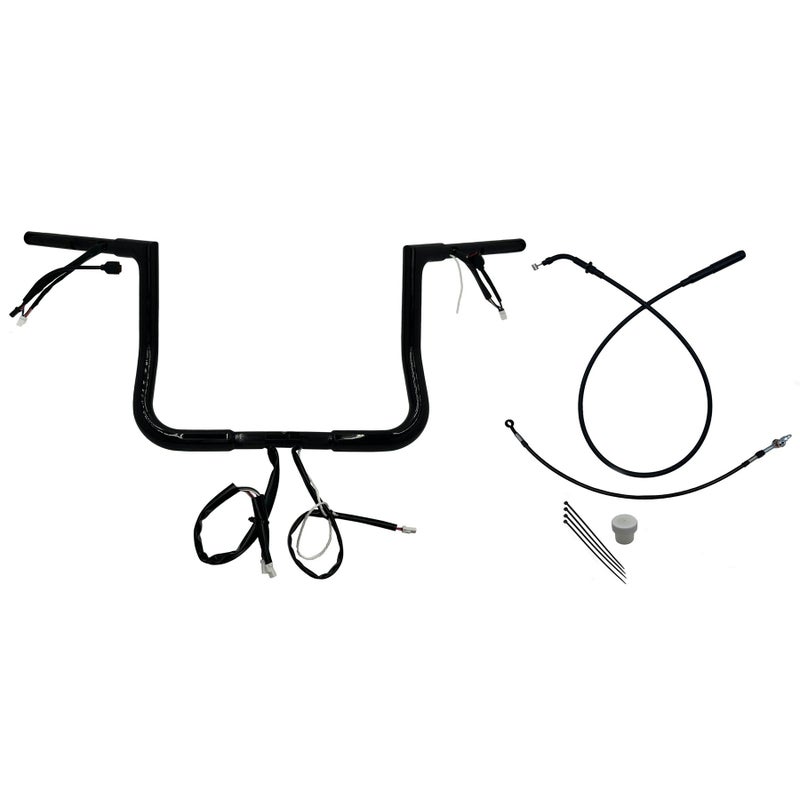 2024以降 ストリートグライド EZインストール 1-1/4インチ径フラットトップ・ハンドルバーキット 12インチ (グロスブラック)