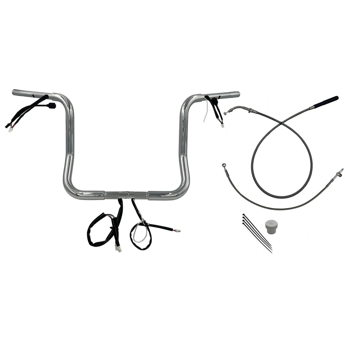 2024以降 ストリートグライド EZインストール 1-1/4インチ径ラウンドトップ・ハンドルバーキット 14インチ (クローム)