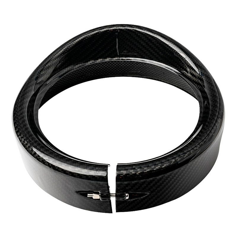 ツーリング、FLソフテイル バイザースタイル・カーボンヘッドライトトリムリング (グロス仕上げ)2