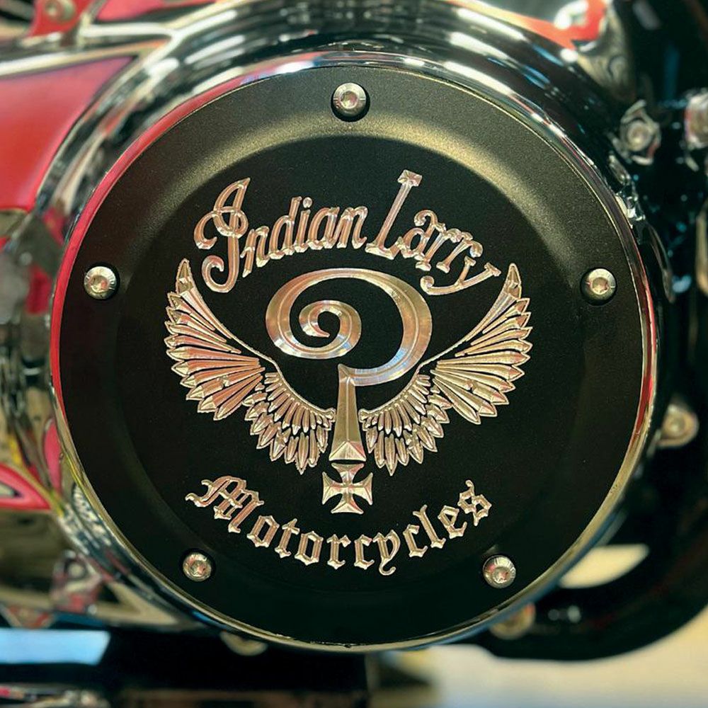 M8ツーリング Indian Larryロゴ ダービカバー マットブラック Indian Larry Motorcycles