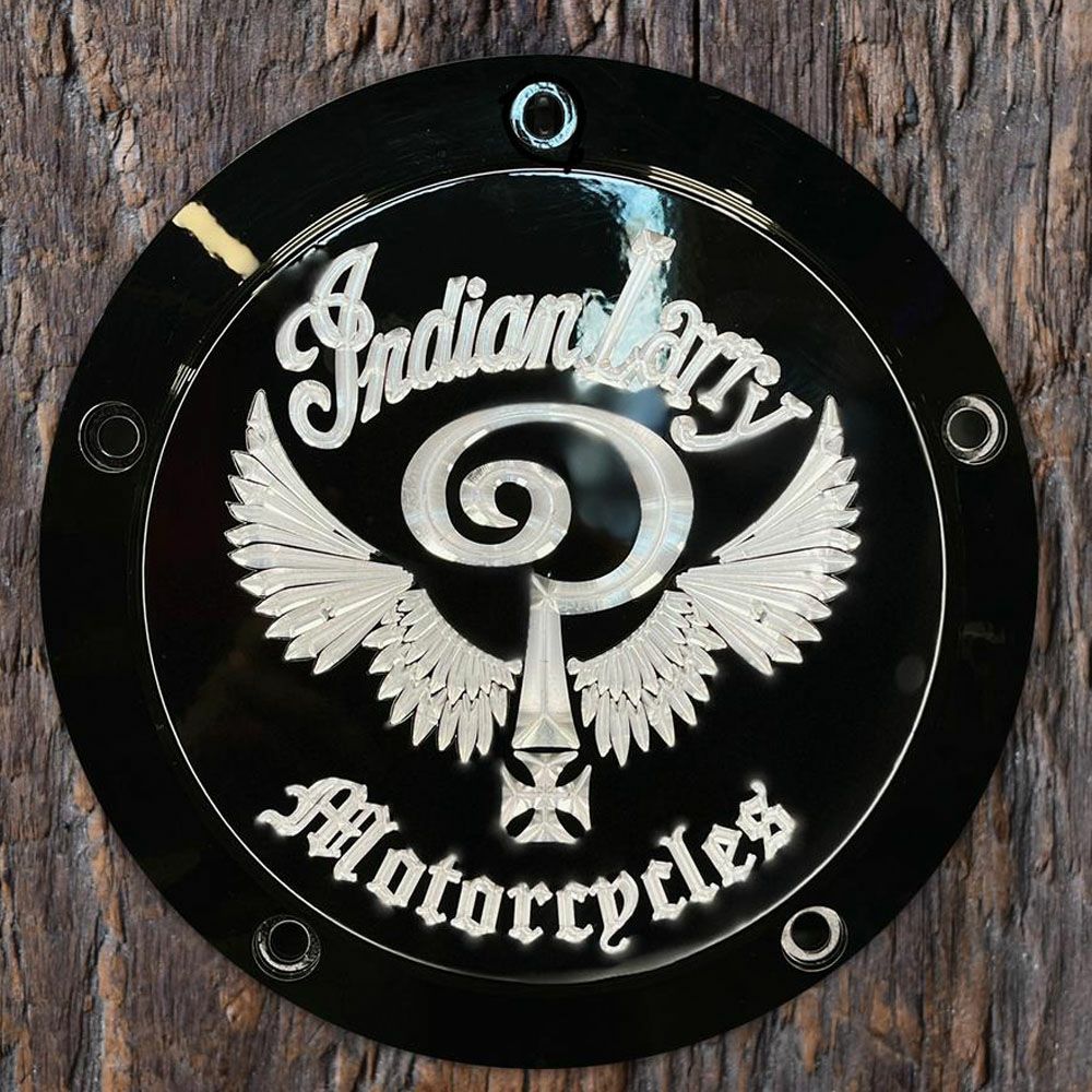 M8ツーリング Indian Larryロゴ ダービカバー グロスブラック Indian Larry Motorcycles 