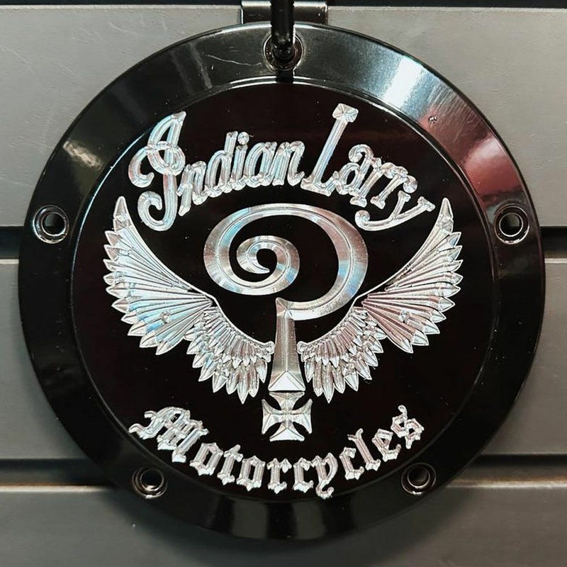 M8ソフテイル Indian Larryロゴ ダービカバー グロスブラック Indian Larry Motorcycles 