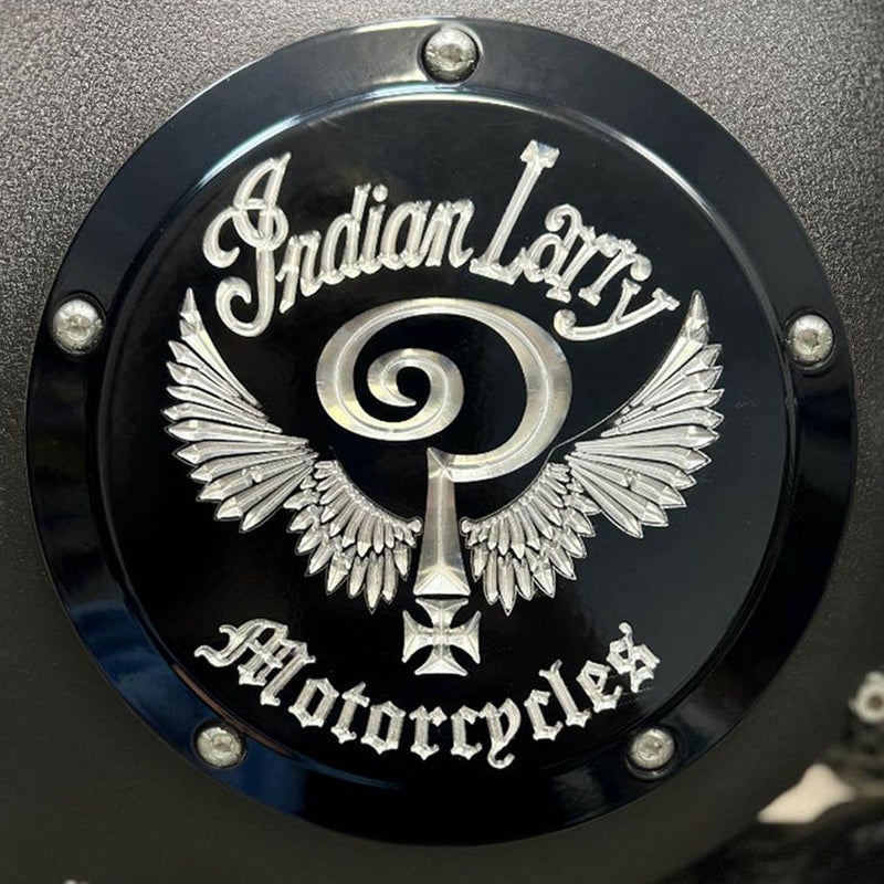 Indian Larryロゴ ダービカバー グロスブラック Indian Larry Motorcycles