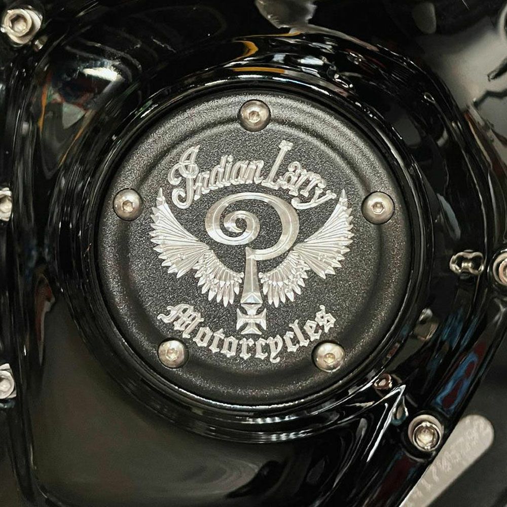 Indian Larryロゴ タイマーカバー マットブラック Indian Larry