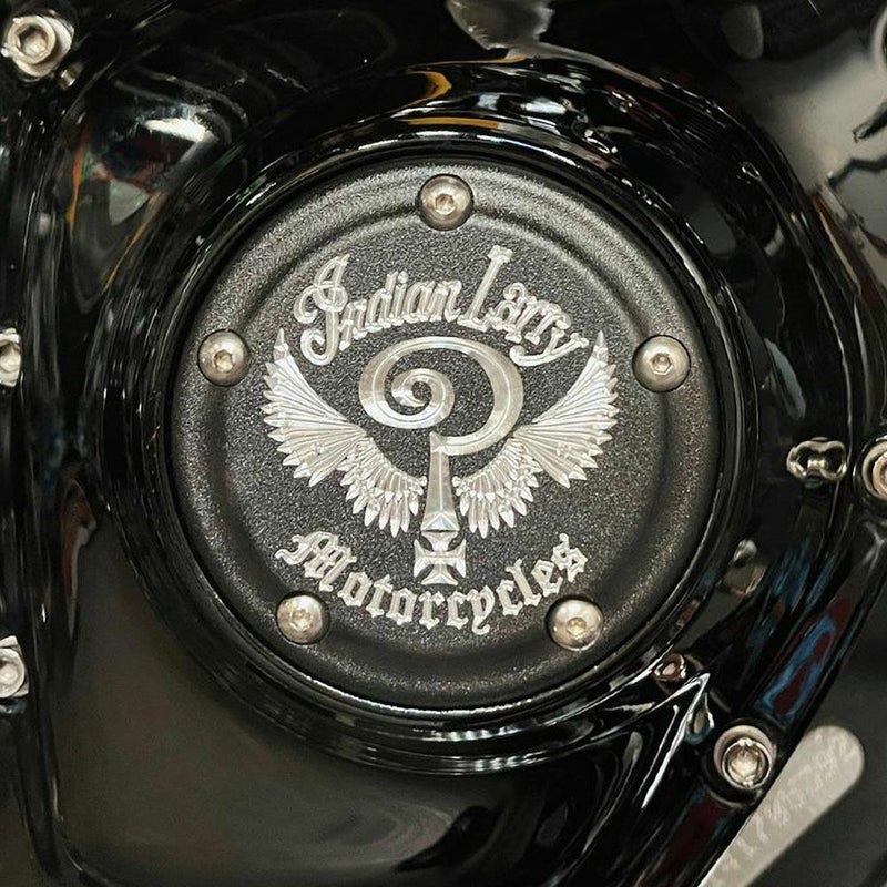  Indian Larryロゴ タイマーカバー マットブラック Indian Larry Motorcycles 