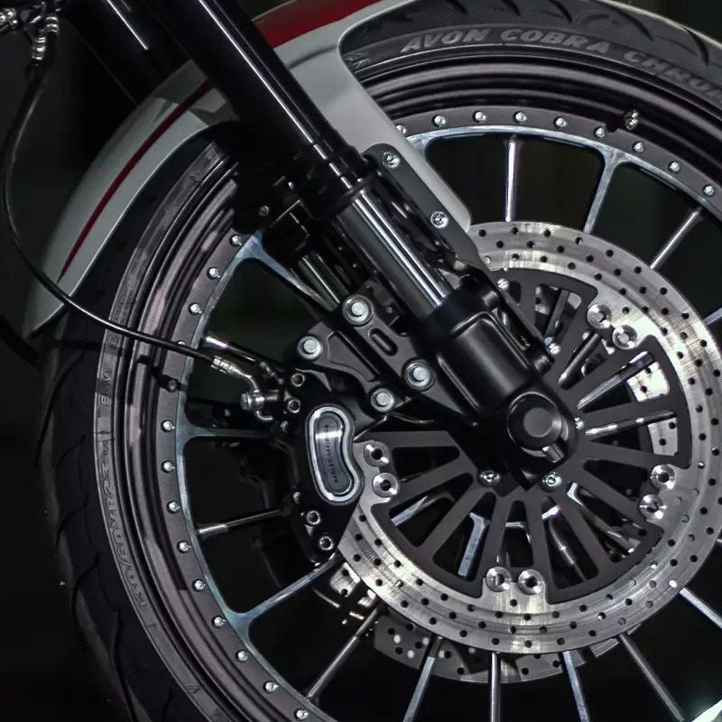 M8ソフテイル ローライダーS/ST、ファットボブ 300/340mm用 キャリパー変換アダプターセット (ブラック)