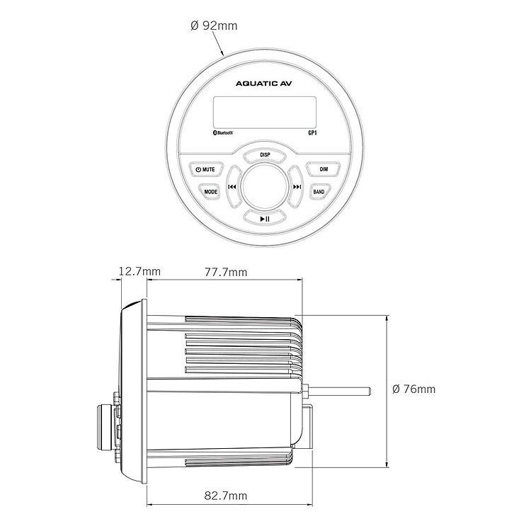 アクアティックAV GP1 ダッシュゲージサイズ・ブルートゥースオーディオ3