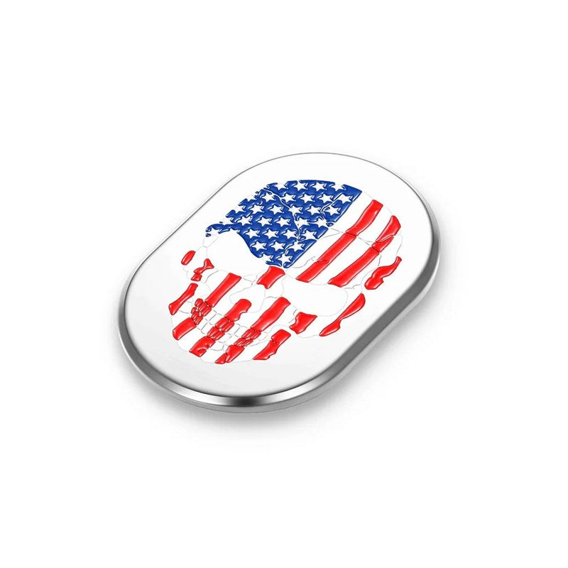 ツーリング用 アンテナホールカバー カラー星条旗スカルデザイン 左用 (シルバー)