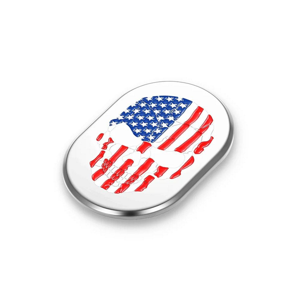 ツーリング用 アンテナホールカバー カラー星条旗スカルデザイン 右用 (シルバー)