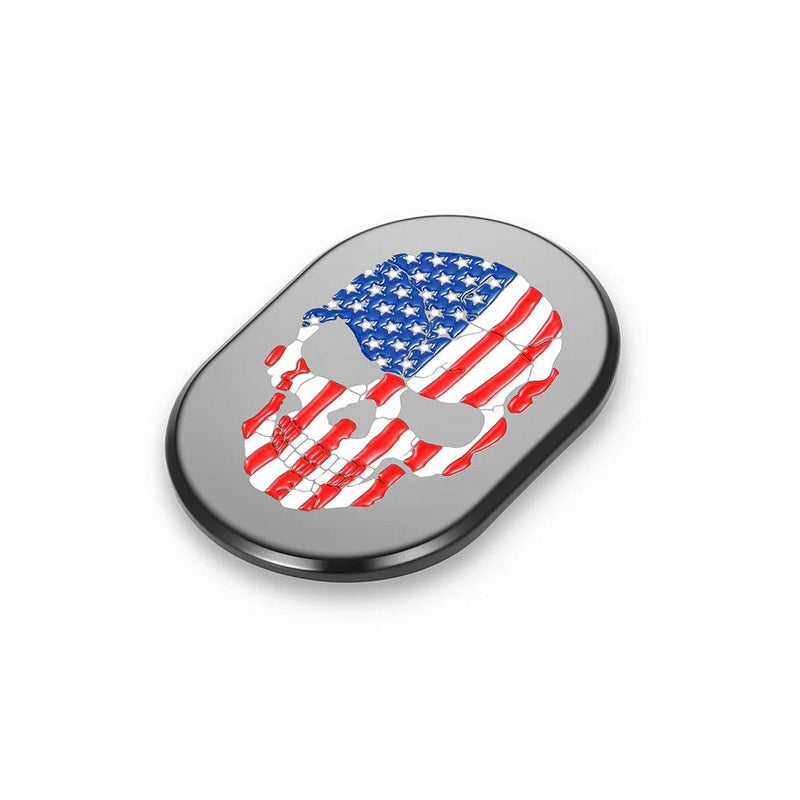  ツーリング用 アンテナホールカバー カラー星条旗スカルデザイン 左用 (ブラック)