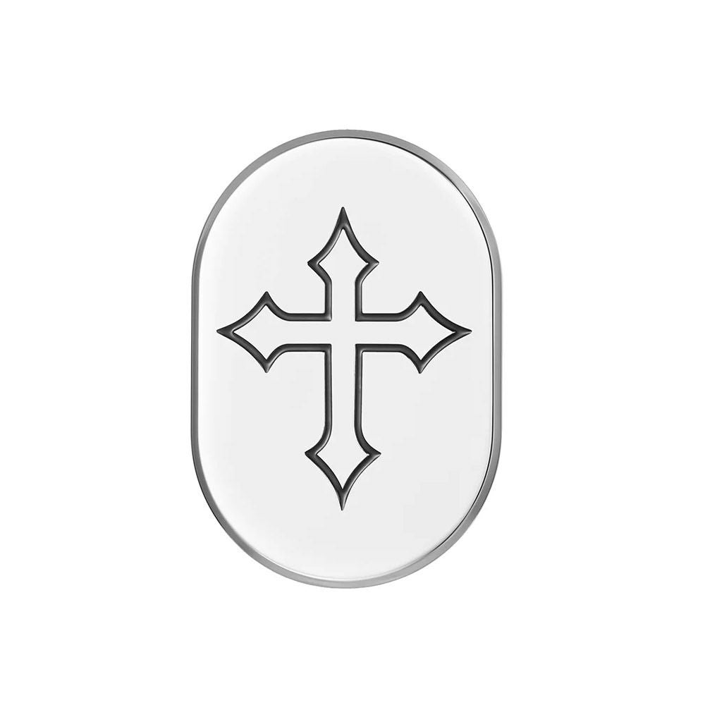 ツーリング用 アンテナホールカバー クロスデザイン 左用 (シルバー)1