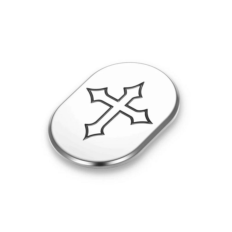 ツーリング用 アンテナホールカバー クロスデザイン 右用 (シルバー)