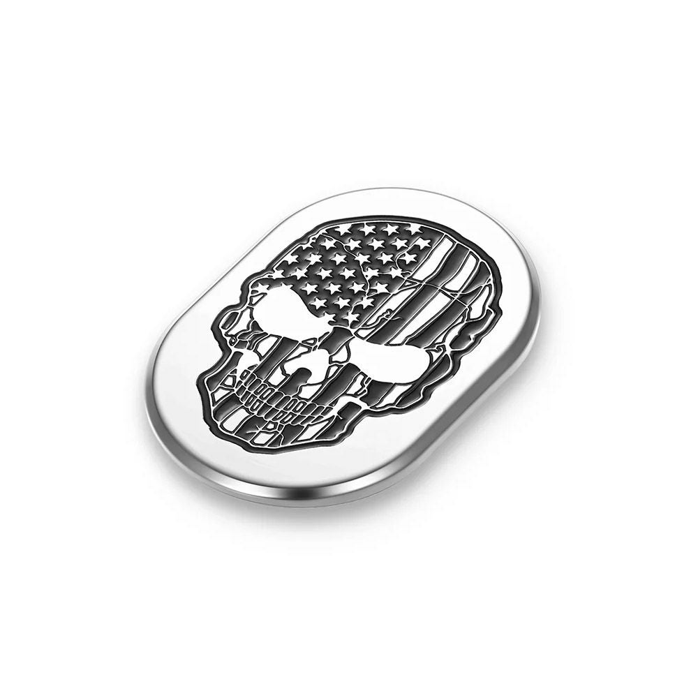 ツーリング用 アンテナホールカバー 星条旗スカルデザイン 右用 (シルバー)